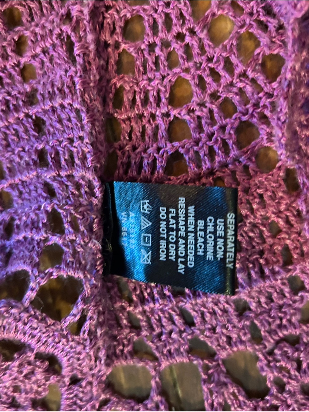 Source Unknown purple Crochet ramie and rayon blend Open-Front crop shrug. Med. - Picture 5 of 6